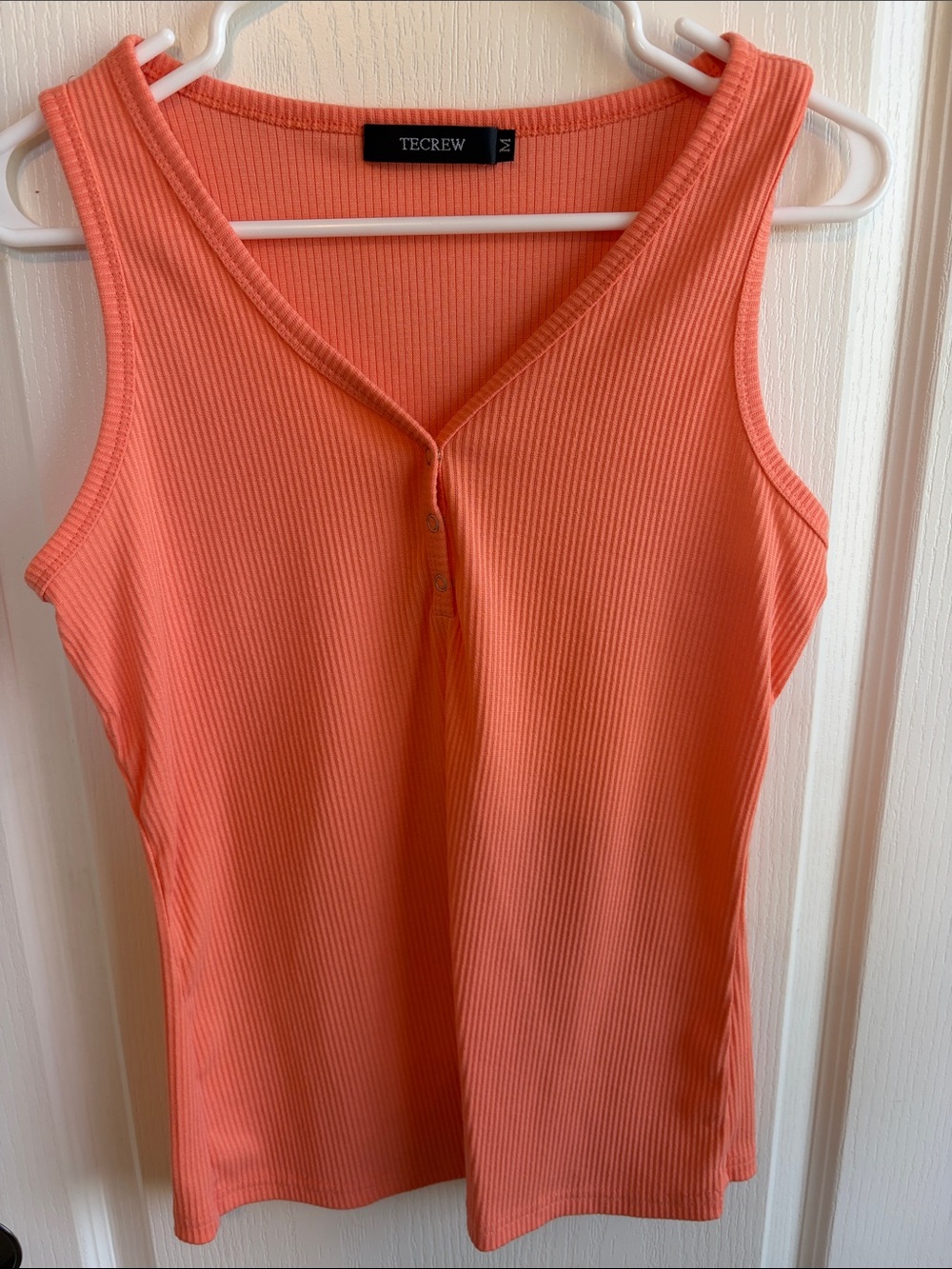 TECREW Coral Ribbed Henley Tank Top